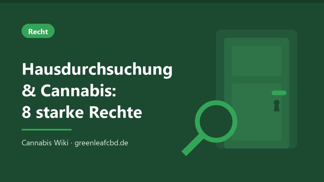 Hausdurchsuchung wegen Cannabis: Titelbild mit Haustür und Lupe zu den 8 Rechten der Betroffenen