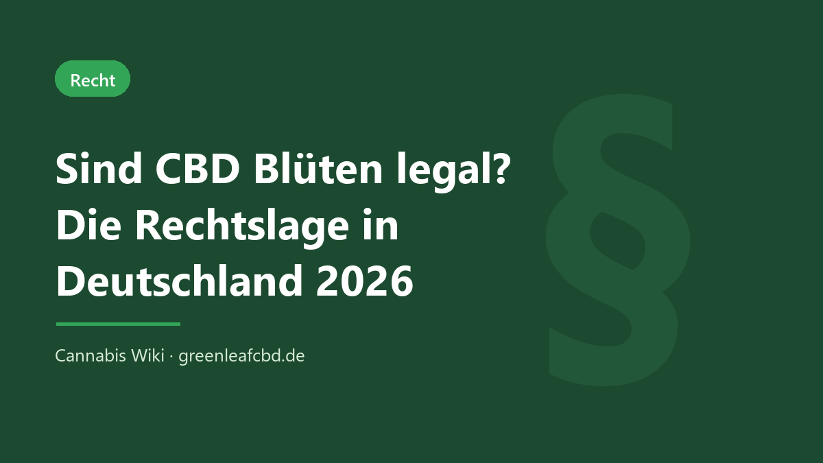 Sind CBD Blüten legal? – Titelbild zur Rechtslage in Deutschland 2026 (Cannabis Wiki)